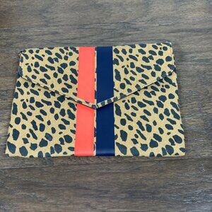 STELLA & DOT Oversize Bellamy Clutch in Leopard Print Brown/Black NWOT
